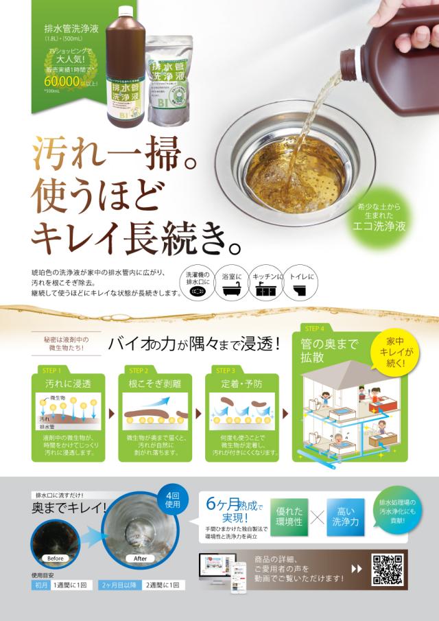 スリーケー 排水管洗浄液 500ml×20袋セット 快潔バイオ 排水溝クリーナー 送料無料_1