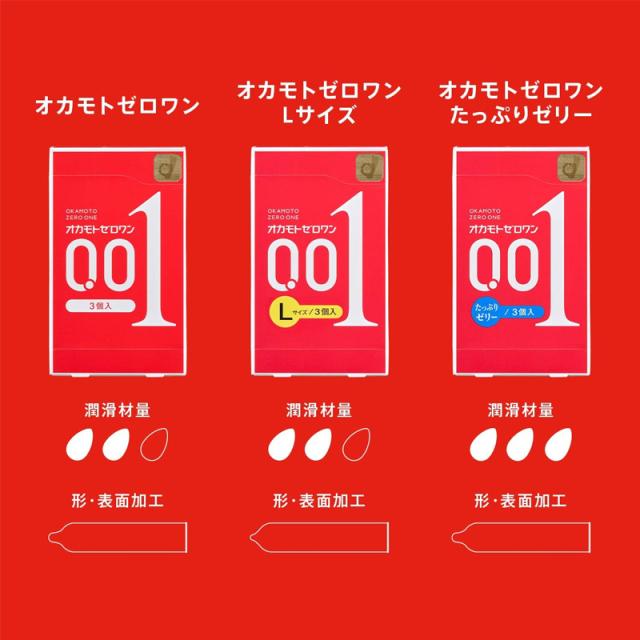 オカモト ゼロワン Lサイズ 3個入り コンドーム 0.01mm 日本産 薄い