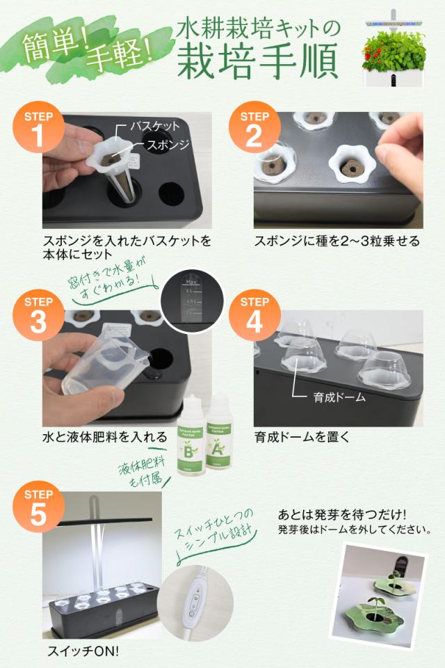 水耕栽培 キット セット 家庭菜園 プランター栽培 育苗 水耕栽培キット 植物 水中ポンプ搭載 植物育成LEDライト付き 野菜栽培セット プレゼント_3