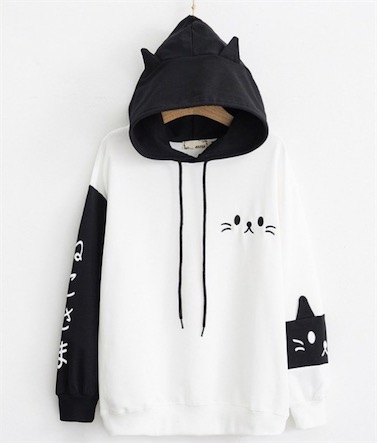 二枚送料無料 パーカー レディースアウター春秋薄手 プルオーバー カジュアルスウェットトップス可愛いパーカーフード付き森ガール系ネコの通販はau Pay マーケット ル ココン