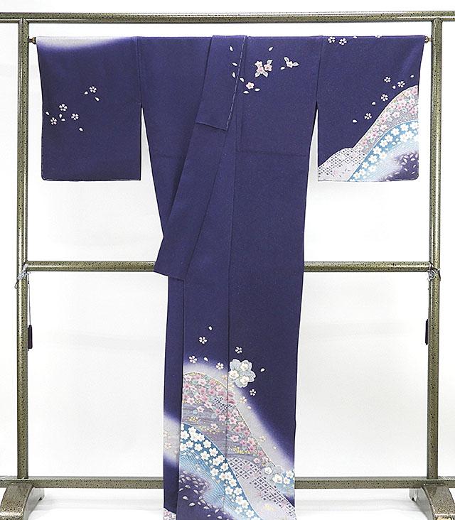 単衣 訪問着 新品仕立済 正絹 単衣 絞り桜桔梗模様 訪問着 新品 仕立て上がり 着物_1