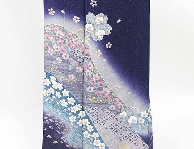 単衣 訪問着 新品仕立済 正絹 単衣 絞り桜桔梗模様 訪問着 新品 仕立て上がり 着物_4