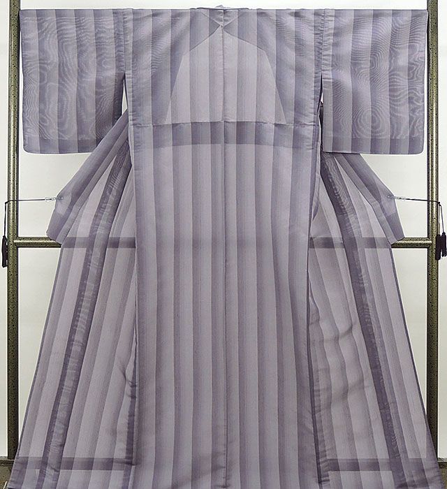 夏物  紬 新品仕立済 正絹 夏物 蕪重織物謹製 夏織物夏陰 縦縞ぼかし 紗紬 新品  仕立て上がり  着物