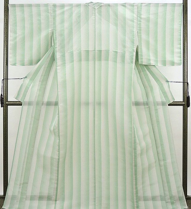 夏物  紬 新品仕立済 正絹 夏物 蕪重織物謹製 夏織物夏陰 縦縞ぼかし 紗紬 新品  仕立て上がり  着物