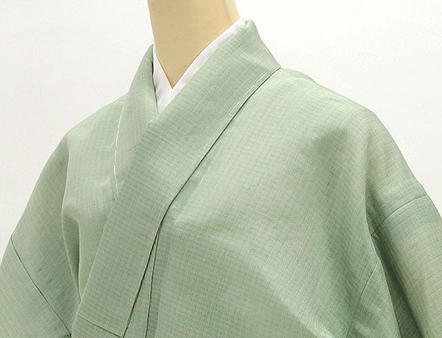 夏物  紬 新品仕立済 正絹 夏物 蕪重織物謹製 夏衣しおん 格子模様 紗紬 新品  仕立て上がり  着物_2