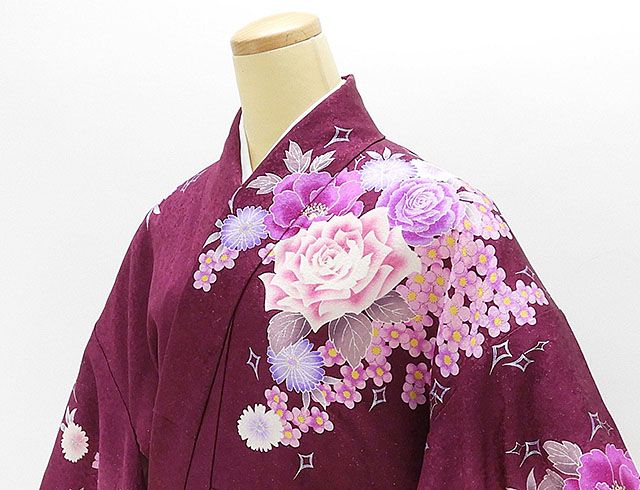 正絹小紋 辻が花柄 大正ロマン紫暈し小振り袖 金彩 楽天市場】大正ロマン