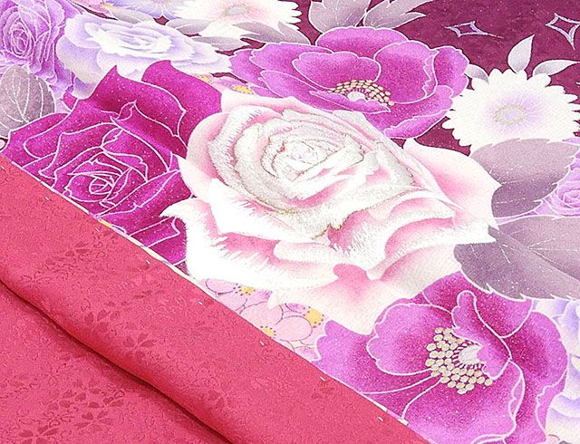 振袖 新品仕立済 正絹 薔薇牡丹模様 振袖 新品 仕立て上がり 着物_5