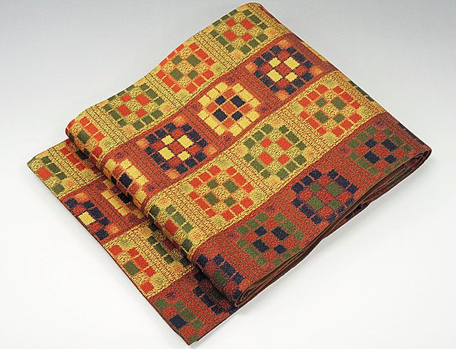 正絹西陣織格子文様洒落袋帯 西陣織袋帯【格子 白金】 [211109-huku-1