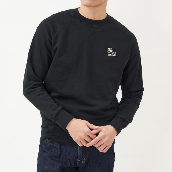 メゾンキツネ MAISON KITSUNE メンズ トレーナー DRESSED FOX PATCH ドレスド フォックス パッチ  JM00317KM0001 ブラック(BLACK P199)｜au PAY マーケット