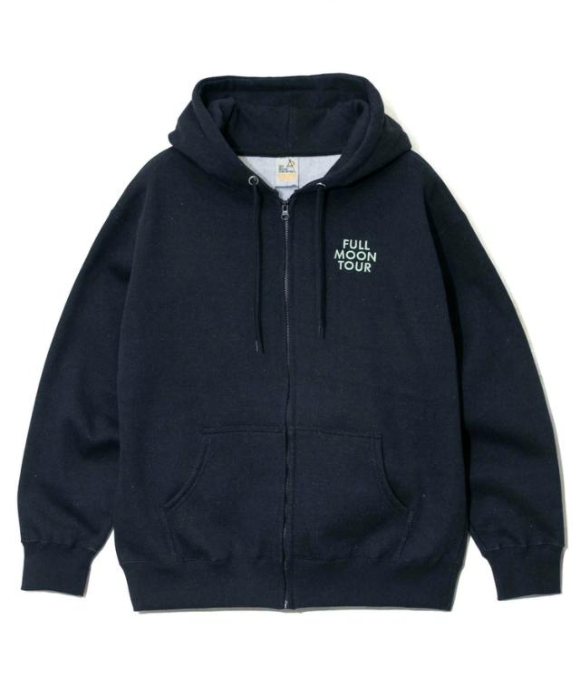 go slow caravan スウェット 裏起毛 ジップパーカー 満月 プリント eco