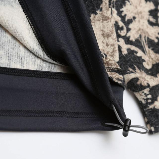 クオルト レイヤード状 切替 ニットソー 西洋美術柄 長袖 Tシャツ