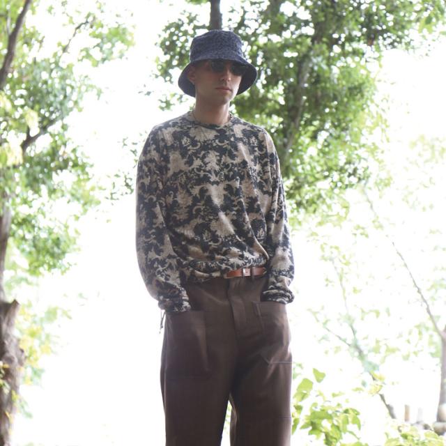 クオルト レイヤード状 切替 ニットソー 西洋美術柄 長袖 Tシャツ