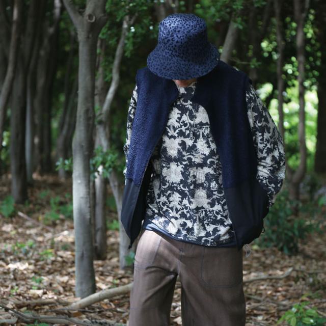 クオルト レイヤード状 切替 ニットソー 西洋美術柄 長袖 Tシャツ