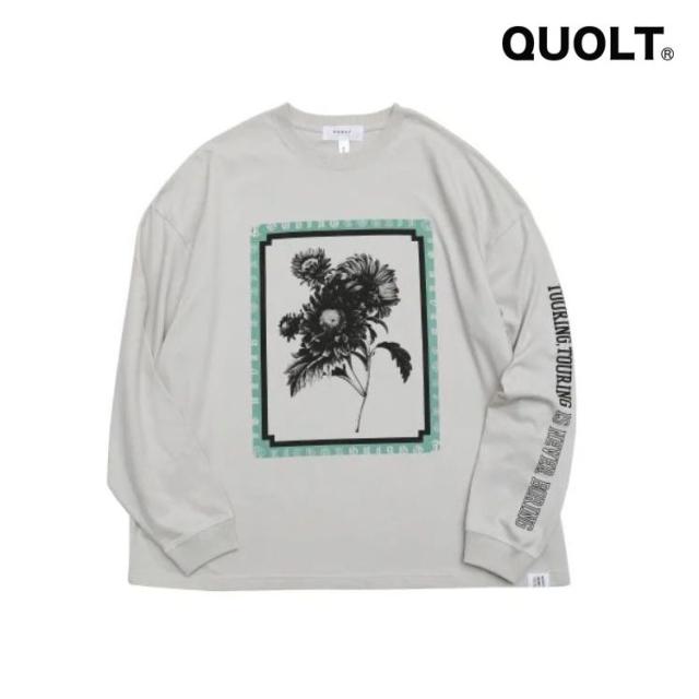 QUOLT 長袖 Tシャツ クオルト ロンティー カットソー クルーネック ワイド Tシャツ ユニセックス トップス FRAME WIDE-TEE LIGHT-GRAY グレー プレゼントの通販は