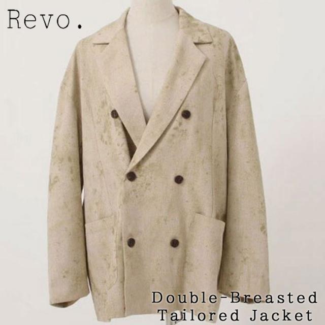 ダメージ ジャガード ダブル テーラード ジャケット Revo. ルーズシルエット フェードジャガード ダメージ加工 ダブルブレスト スプリングジャケット トレンド トラディショナル th-4023_1