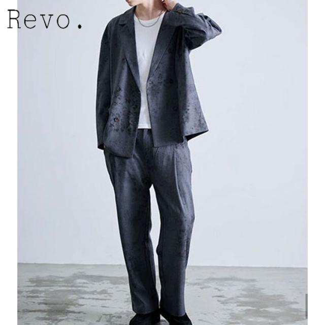 ダメージ ジャガード ダブル テーラード ジャケット Revo. ルーズシルエット フェードジャガード ダメージ加工 ダブルブレスト スプリングジャケット トレンド トラディショナル th-4023_2