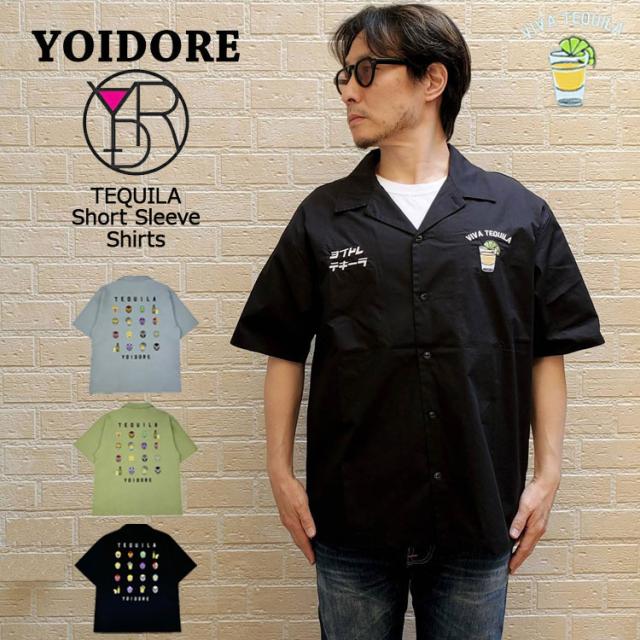 YOIDORE ルーズシルエット 覆面 マスクマン柄 刺繍 半袖シャツ テキーラ グラフィックデザイン よいどれ オープンカラー ボタンシャツ ユニセックス 825221_1