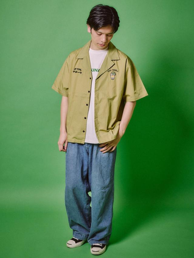 YOIDORE ルーズシルエット 覆面 マスクマン柄 刺繍 半袖シャツ