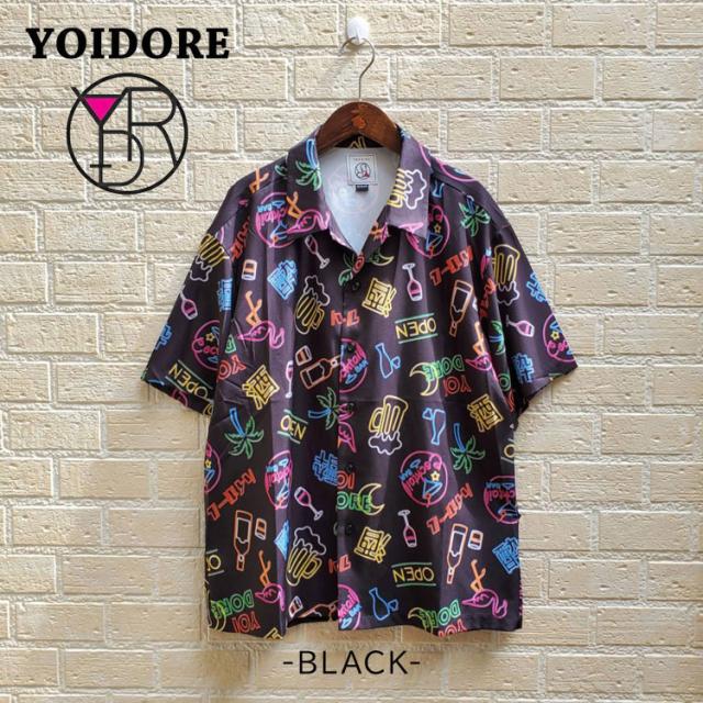 YOIDORE 酒 ネオン アロハシャツ 総柄 半袖シャツ よいどれ オープンカラー ボタンシャツ ルーズシルエット 酔いどれ ジョッキサイズ チルタイム ユニセックス 825711_4