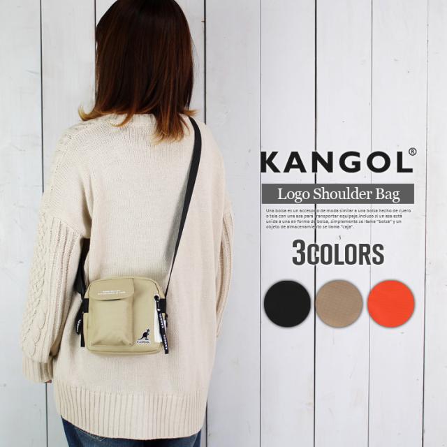 ロゴ刺繍 黒 ショルダーバッグ カンゴール ロゴ 刺繍 ショルダーバッグ 小さめ 斜めがけ バッグ