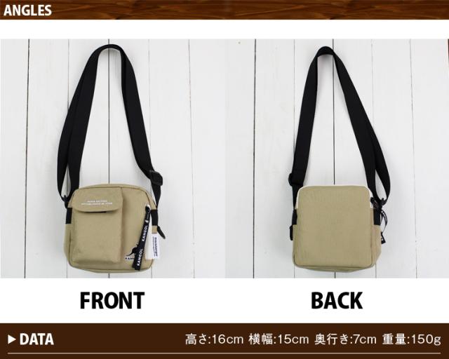 ロゴ刺繍 黒 ショルダーバッグ WEARISTA こーせ ×DEVICE コラボ】Rename フロントバックル 横型