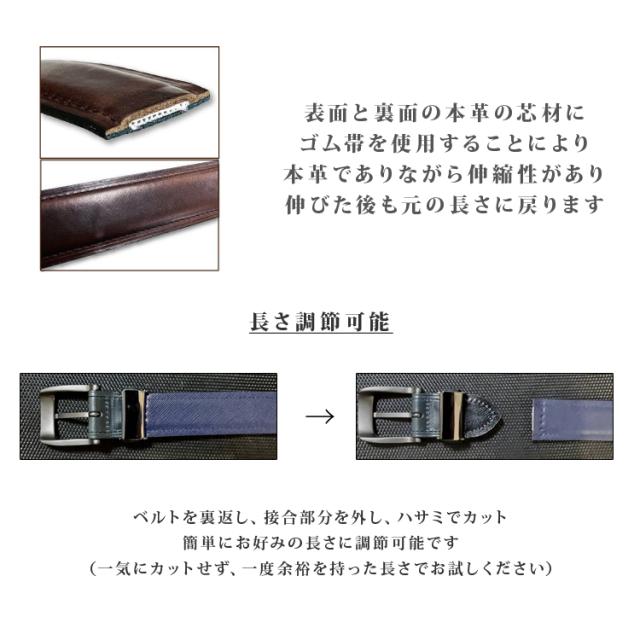 長沢ベルト ホーウィン社 クロムエクセルレザー 伸びるベルト レザー