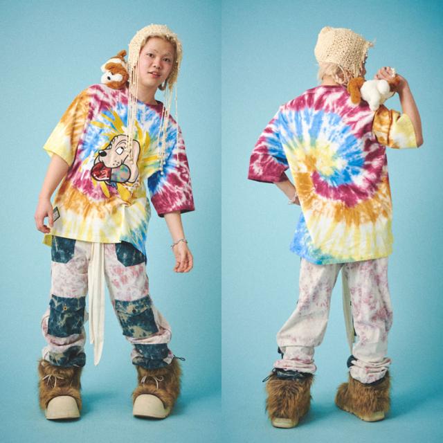 ガルフィー オーバーサイズ 半袖 Tシャツ GALFY タイダイ染め 犬中毒 イヌ ロゴ ストリート カジュアル Tシャツ 半袖Tシャツ ユニセックス 152017_13