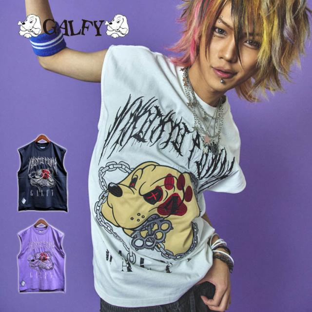 ガルフィー 必殺 肉球 パンチ ノースリーブ オーバーサイズ 四本指死殴打 GALFY イヌ ロゴ ストリート カジュアル 天竺 ユニセックス ストリートカルチャー 152094