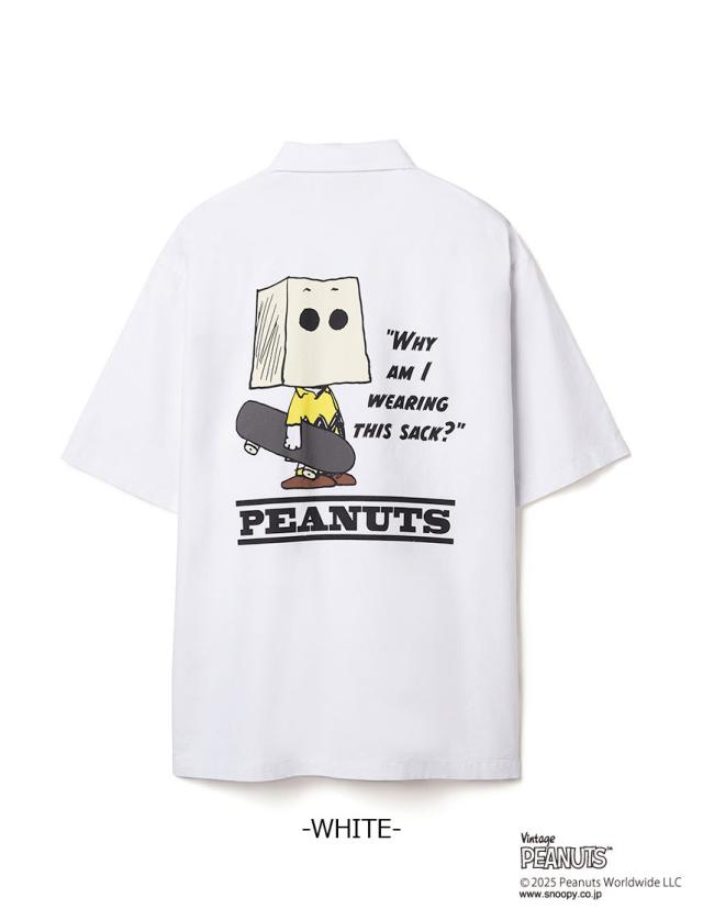 PEANUTS ミリタリー 半袖シャツ スケートボード NUTMEG ダブルーネーム パックプリント チャーリーブラウン ミスターサック スポーツ ストリート リラックスシルエット 2J8-15883_2