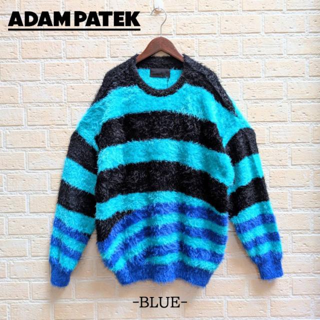 ADAMPATEK 毛足の長いシャギー糸 オーバーサイズ ボーダーニット 