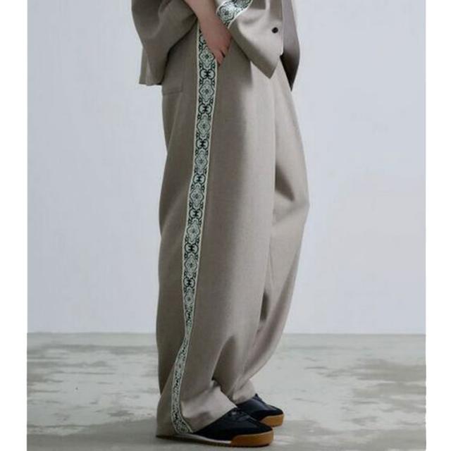 Revo. イージーパンツ ジオメラインテープ ジャガード テープ ラインパンツ オーバーシルエット リネン混 メランジ感 麻パンツ エスニックテープ セットアップ th-3930 Revo. イージーパンツ ジオメラインテープ ジャガード テープ ライン