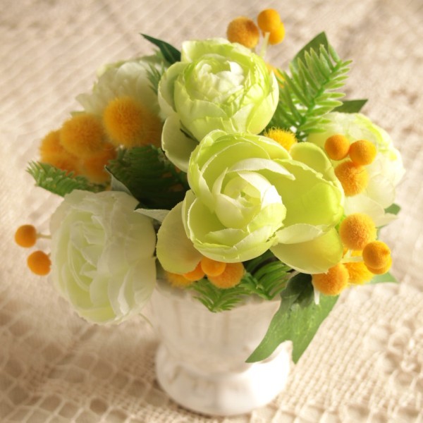 アーティフィシャルフラワー アレンジメントフラワー グリーンローズ ミモザ ミックス 造花 の通販はau Pay マーケット 雑貨屋カンフィ