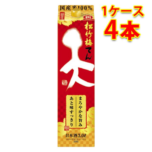 松竹梅 天 パック 3000ml 3L 4本 1ケース 送料無料 北海道 沖縄は送料1000円 代引不可 同梱不可 日時指定不可
