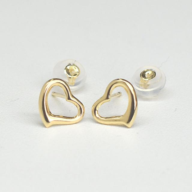 K18 18金 定番 オープンハートピアス Mサイズ 8mm×6.7mm ペアで