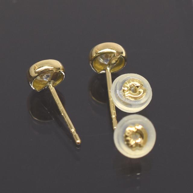 K18 　18金　イエローゴールド　チョコ留め丸タイプ　ダイヤモンド 一粒ピアス　直径3.0ｍｍ　ダイヤ 0.2ｃｔ_3