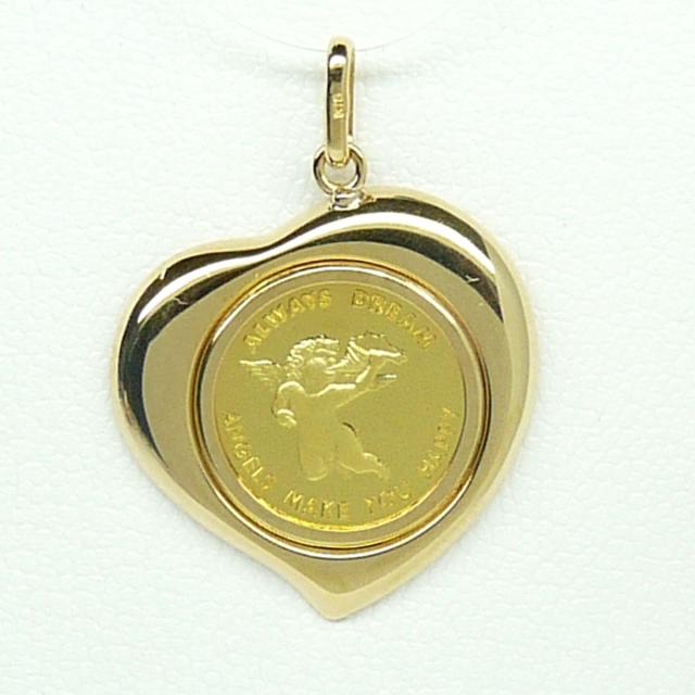 エンジェルコイン　K24(純金)　1/25オンス　エンジェルコイン K18枠付きペンダントトップの通販は