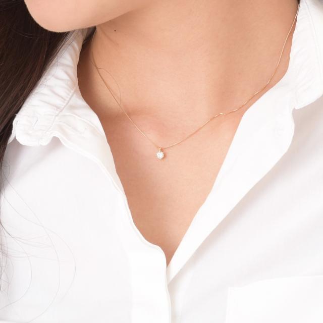 K18YG ダイヤモンドネックレス 6本爪 一粒ダイヤ 0.2ct 【公式通販】