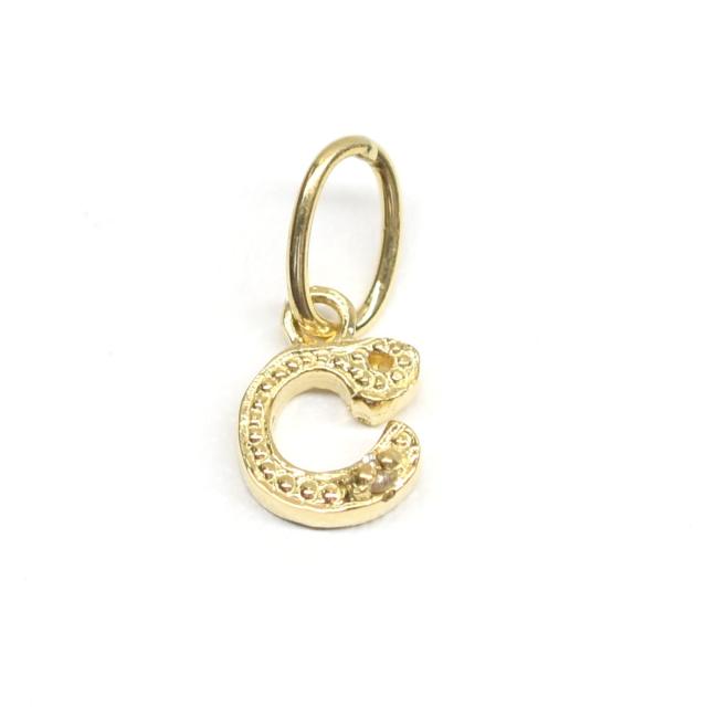 K18　18金　ダイヤ付きイニシャルペンダントヘッド　（イニシャルC）　ダイヤ0.01ct_1