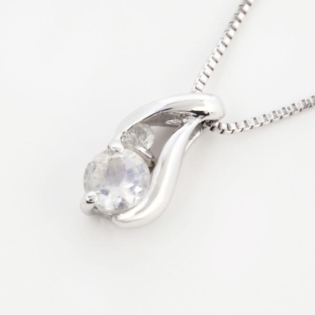 K10WG　誕生石シリーズ　プチネックレス　6月　ブルームーンストーンの通販は 10,350円