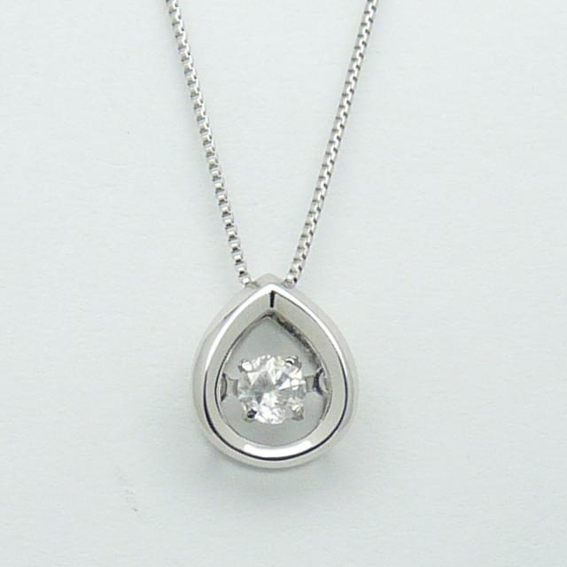 プラチナ　揺れる　ダンシングストーン　ダイヤネックレス　ドロップ　0.1ct_1