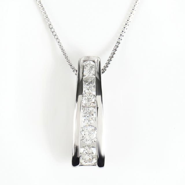 K18WG ダイヤモンドネックレス ダイヤ 0.3ct （K18WG 0.5mm  