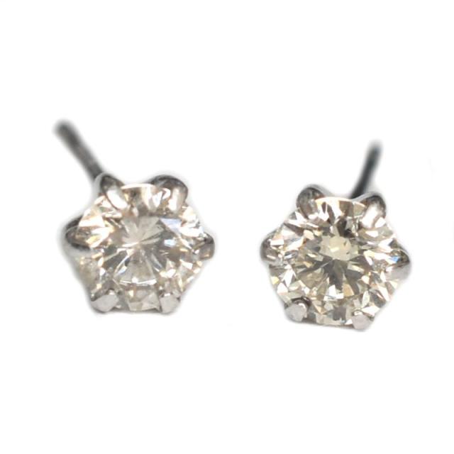 Pt900　プラチナ900　シンプル6本爪タイプ　シャンパンダイヤモンド 一粒 ピアス　ダイヤ 0.3ｃｔ【宅急便送料無料！】の通販は 20,900円
