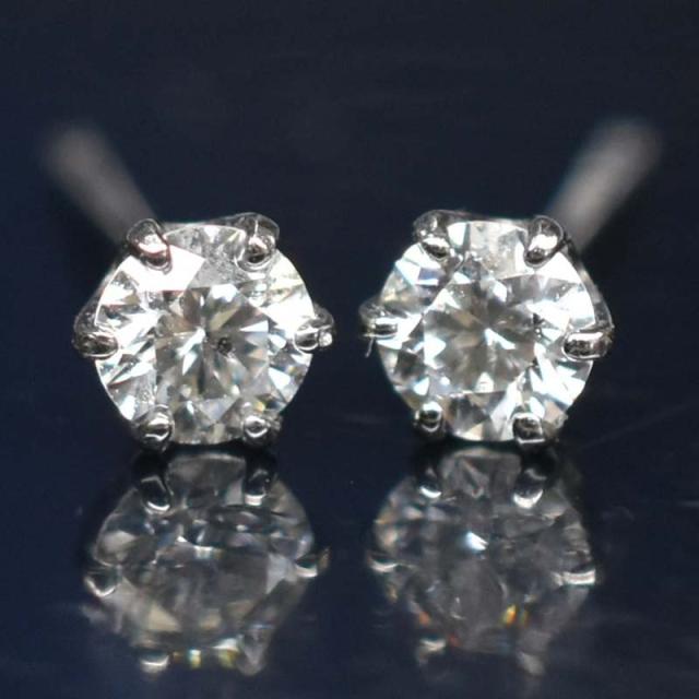 Pt900 プラチナ900 シンプル6本爪タイプ H&C ダイヤモンド 一粒 ピアス