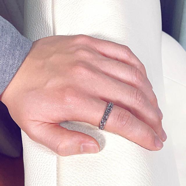 [トマトサラダ] Pt850 プラチナ850  トリプル 12面  喜平 リング 15号　約3.5gの通販は