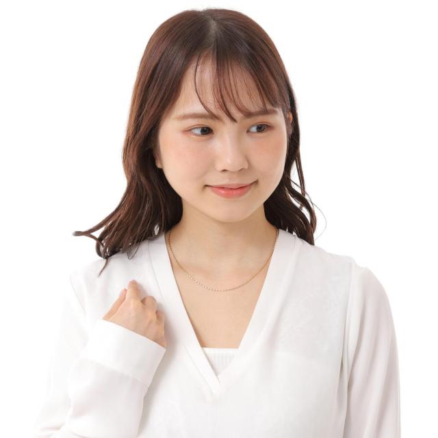 K18YG 18金 シリンダー チェーンネックレス 50cm （無段階の長さ調整 