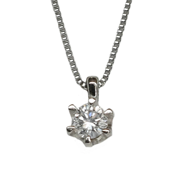 プラチナ900 0.1ct 一粒ダイヤ ダイヤモンドネックレス ベネチアン