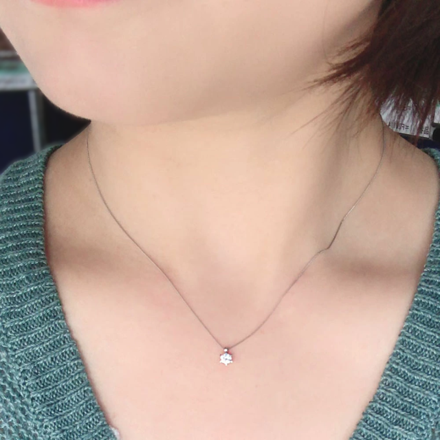 プラチナ900　 0.1ct 一粒ダイヤ　ダイヤモンドネックレス　ベネチアンチェーン_4