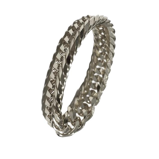 [トマトサラダ] Pt850 プラチナ850  トリプル 12面  喜平 リング 15号　約3.5gの通販は