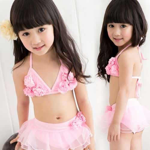 女の子 水着 ビキニ フリル 花柄 可愛い ジュニア キッズ 海 プール ピンクリボン Mサイズの通販はau Pay マーケット Unveil