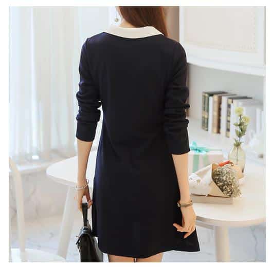 レディース 清楚 きれいめ ミニ 紺 ワンピース Xl 長袖 シンプル ホワイト ラウンド カラーの通販はau Pay マーケット Unveil